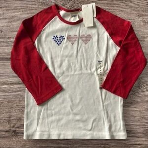 OLD NAVY NEW NWT GIRLS TOP SHIRT TSHIRT RED WHITE BLUE CASUAL WINTER SIZE 10